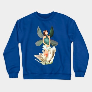 Virgo woman girl fairy faerie elf standing in lily Crewneck Sweatshirt